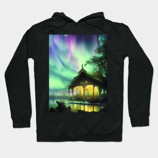 House at the Lake in the Galaxy Hoodie by ArtStudioMoesker